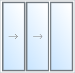 Раздвижные алюминиевые двери - три секции